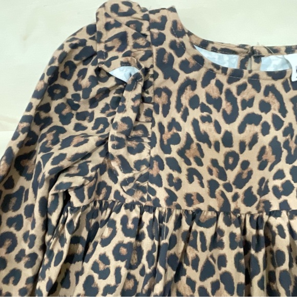 NWT Cotton On Leopard Dress Size 8 Long sleeve Ruffle Details Animal Print - Picture 2 of 7